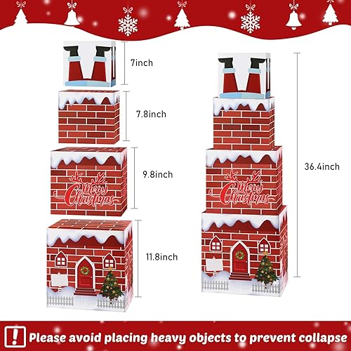 Miniatura 2 de Teling Caja de regalo de Navidad de 4 piezas, cajas de regalo apilables de Navidad, caja de regalo apilable para chimenea grande, Papá Noel,