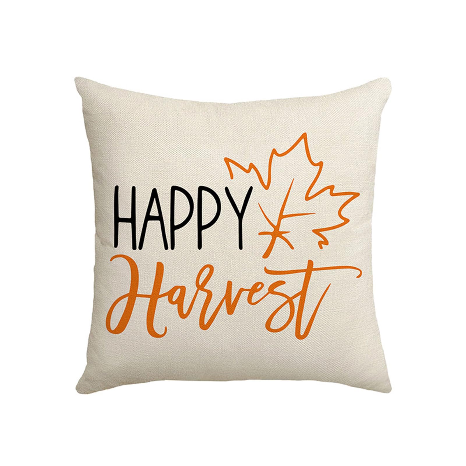 KLUSIET Fall Pillow Covers 18x18 Set of 4, Pumpkin Linen Throw Pillow Covers, Harvest Autumn Thankful Maple Leaf Fall Decorations for Home Sofa Couch(B-1pcs)