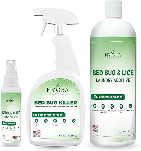 Hygea Natural Paquete combinado de exterminador, tratamiento no tóxico, erradicador natural de insectos y piojos, incluye spray de 24 onzas, spray