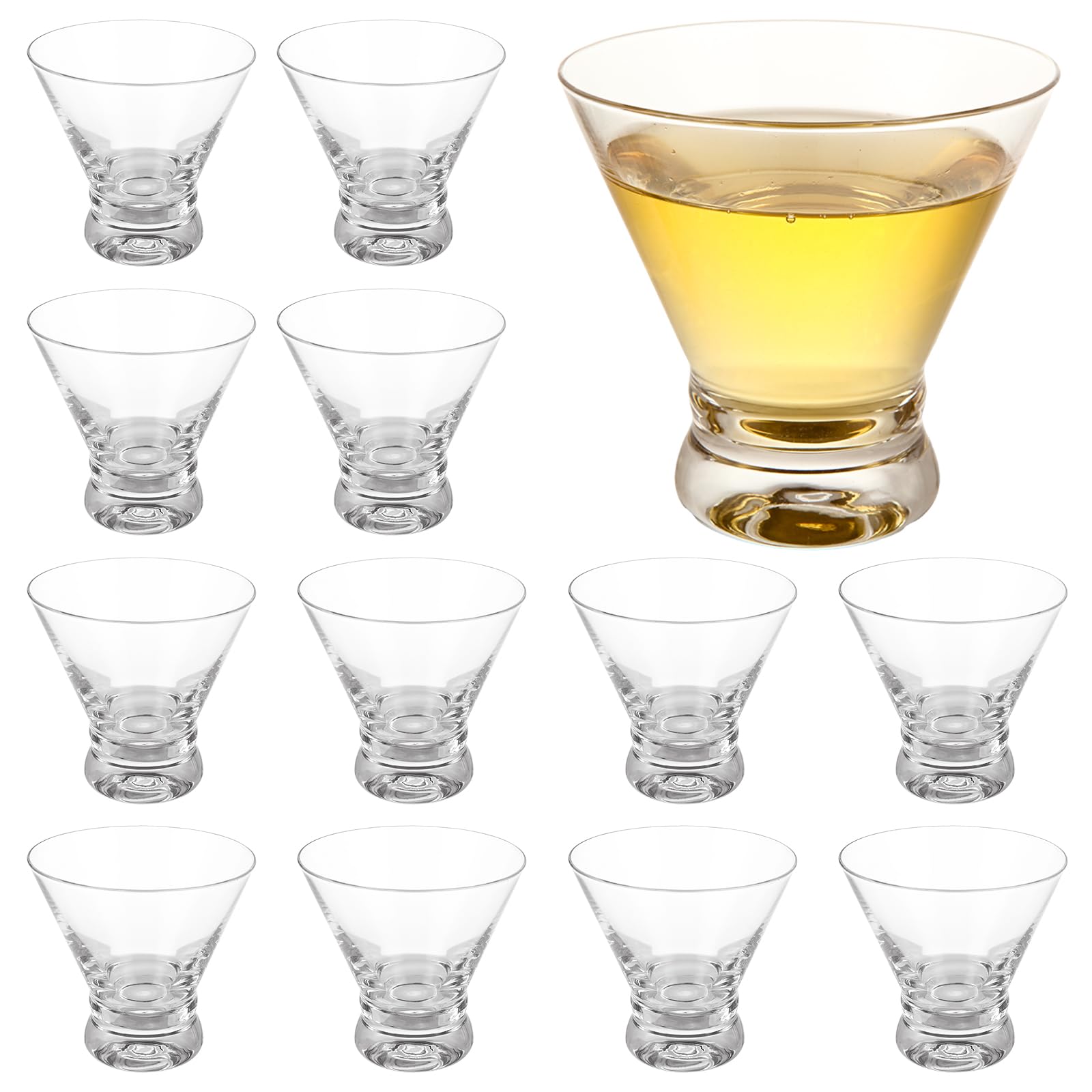 YAYODS Set di 12 bicchieri da Martini senza stelo da 226,8 g, bicchieri da Martini corti per bar, Martini, cocktail, whisky, margarita, dessert