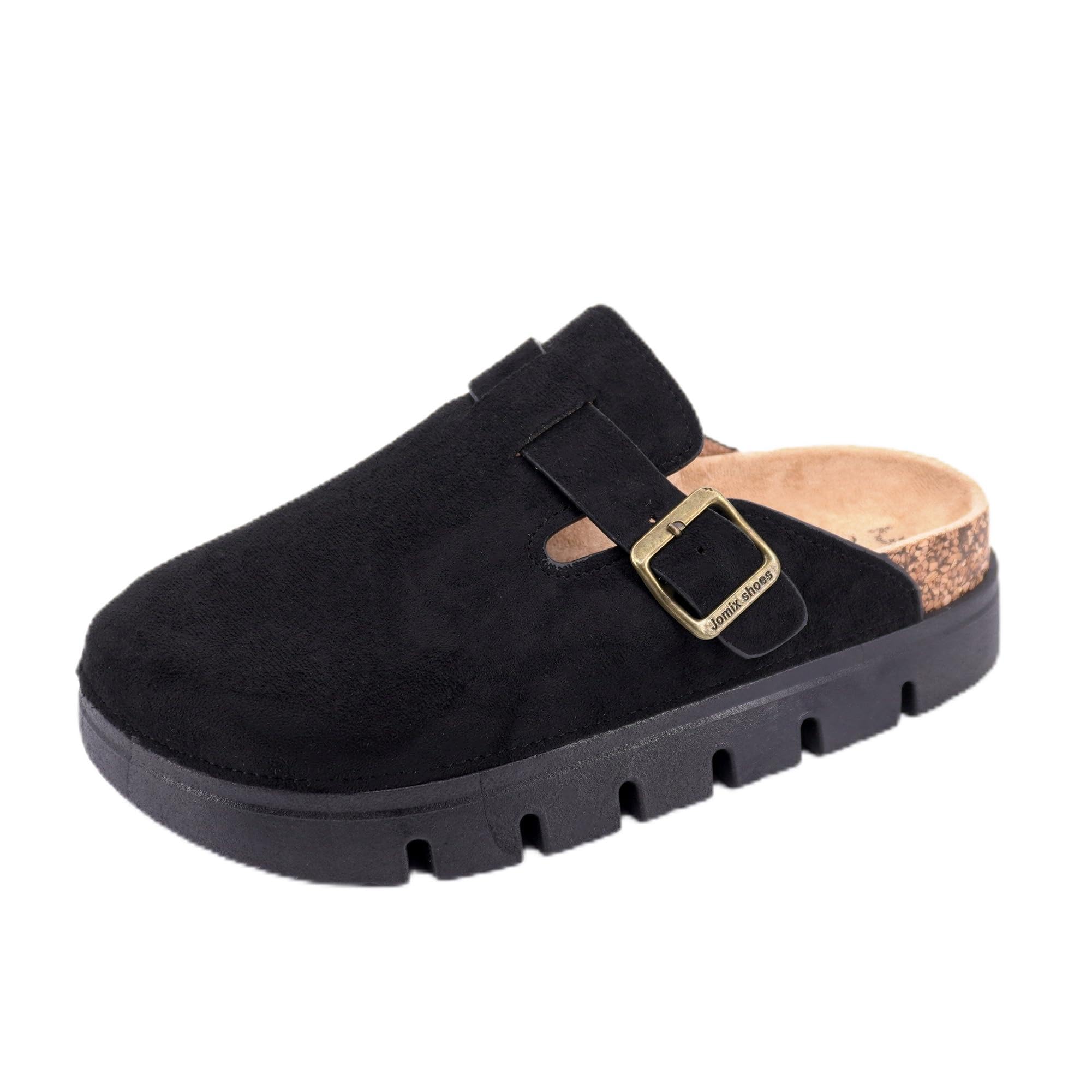 JOMIX Pantoletten Damen Clogs Rutschfester Slippers Bequeme Kork Fußbett Hausschuhe mit Verstellbar Schnalle Gartenschuhe