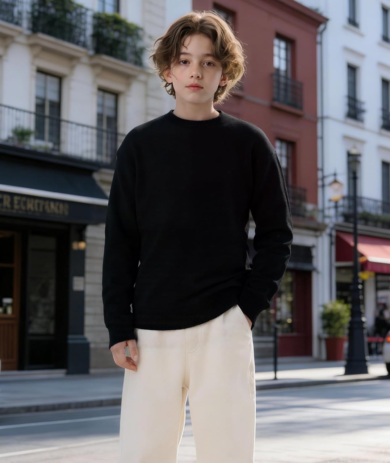 Little Beauty 3 Pack Boys Long Sleeve Shirts Cotton Crewneck Sweatshirts Soft Pullover Tops for Kids - Image 3