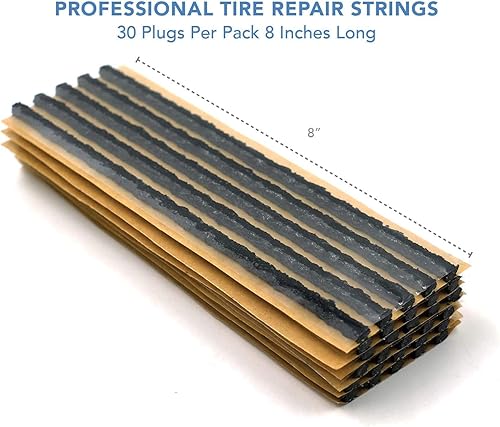 Miniatura 8 de CKAuto 30 cuerdas de reparación de neumáticos marrones de 8 pulgadas, tapones de reparación de neumáticos para neumáticos todoterreno sin cámara