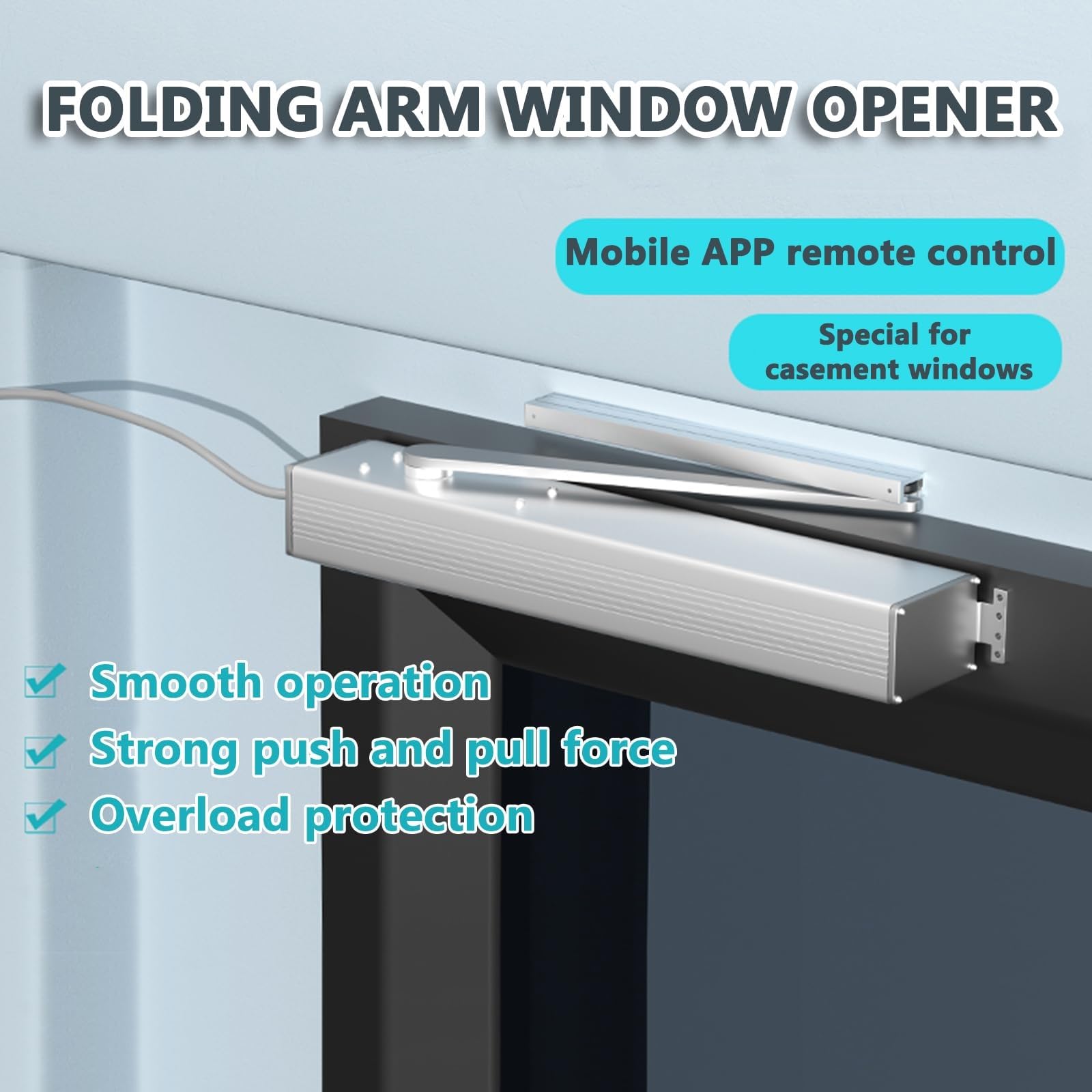 Apri finestra automatico con telecomando, apertura a 90 gradi, WiFi e funzionamento tramite app per battente e finestre scorrevoli