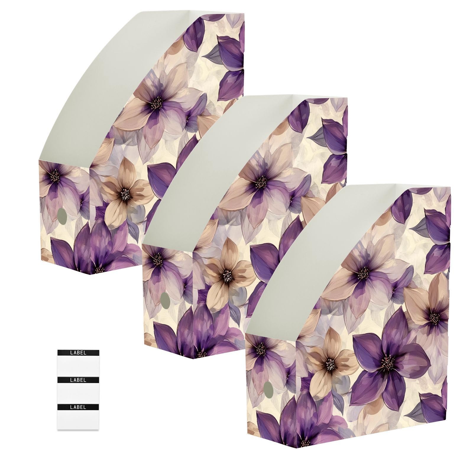 Chemise de rangement pliable lot de 3 organisateurs de magazine floral pour bureau