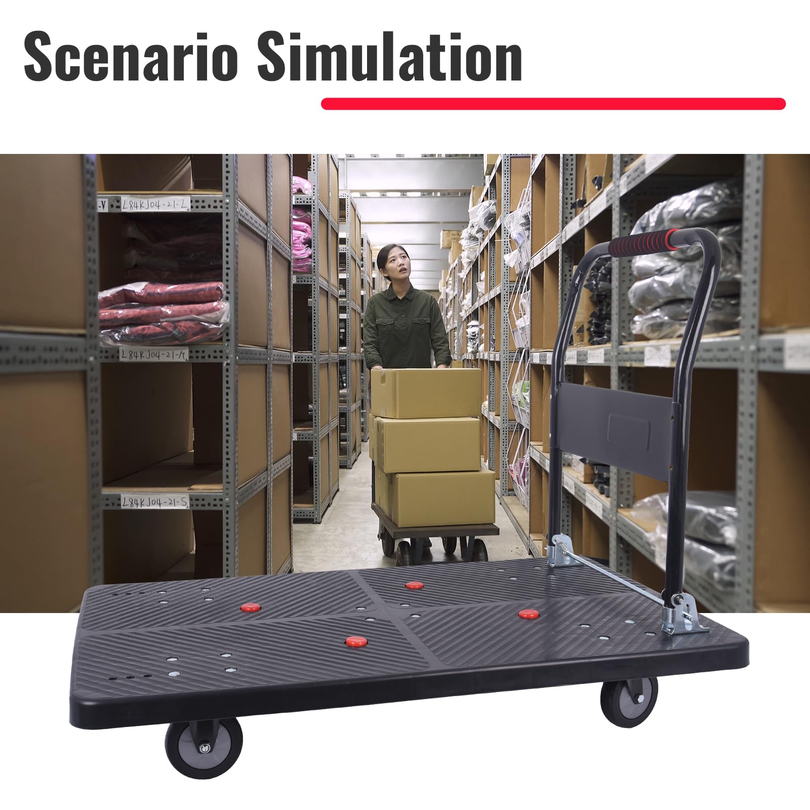 Foldable Platform Truck Dolly - 1320lbs Heavy Duty -6