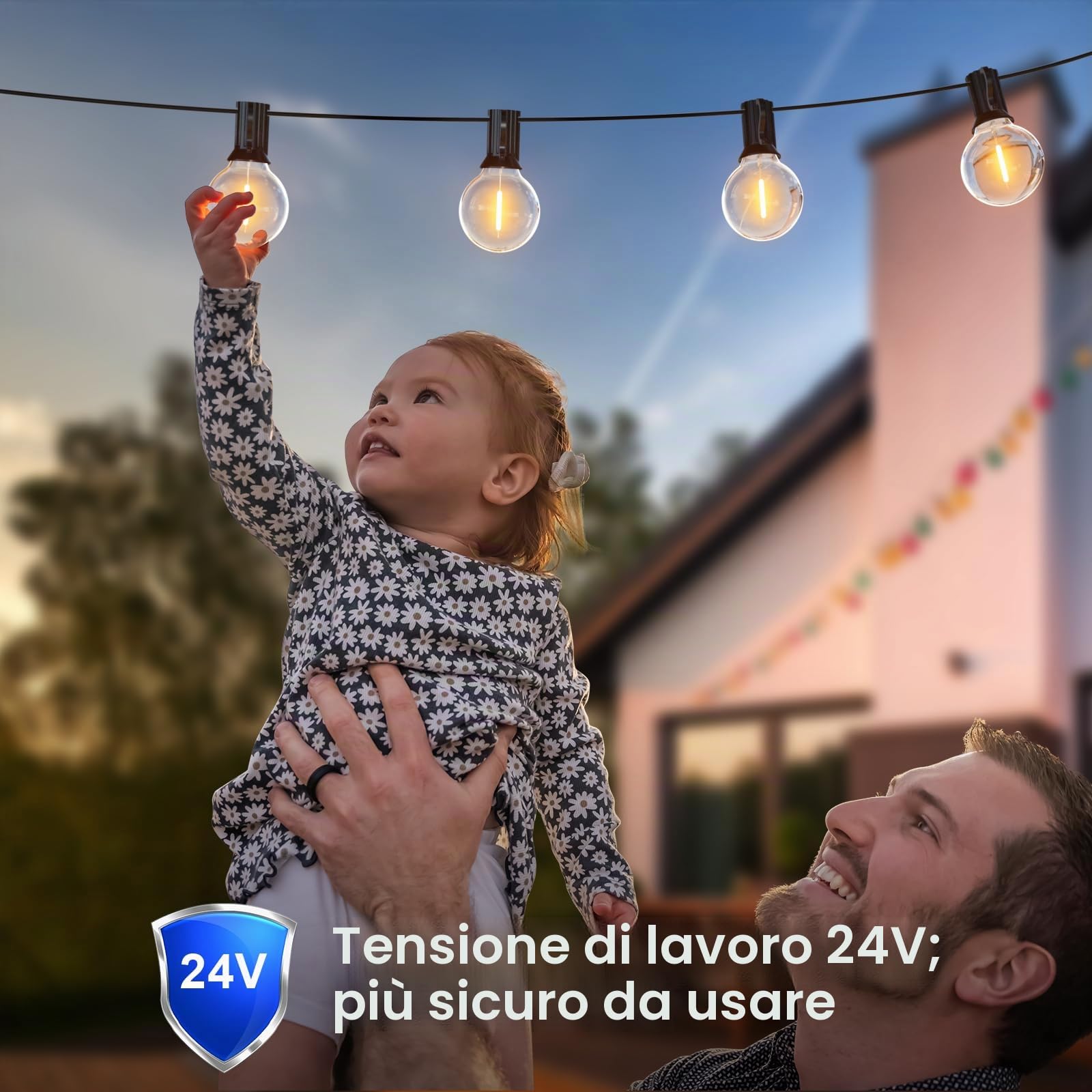 GPATIO 100FT Catena Luminosa Esterno, G40 LED Luci da Esterno Giardino, 30M Luce da Giardino Impermeabile 50+2 Lampadine di Ricambio Decorazione per Feste in Matrimonio, Decorazioni Vacanze ecc.
