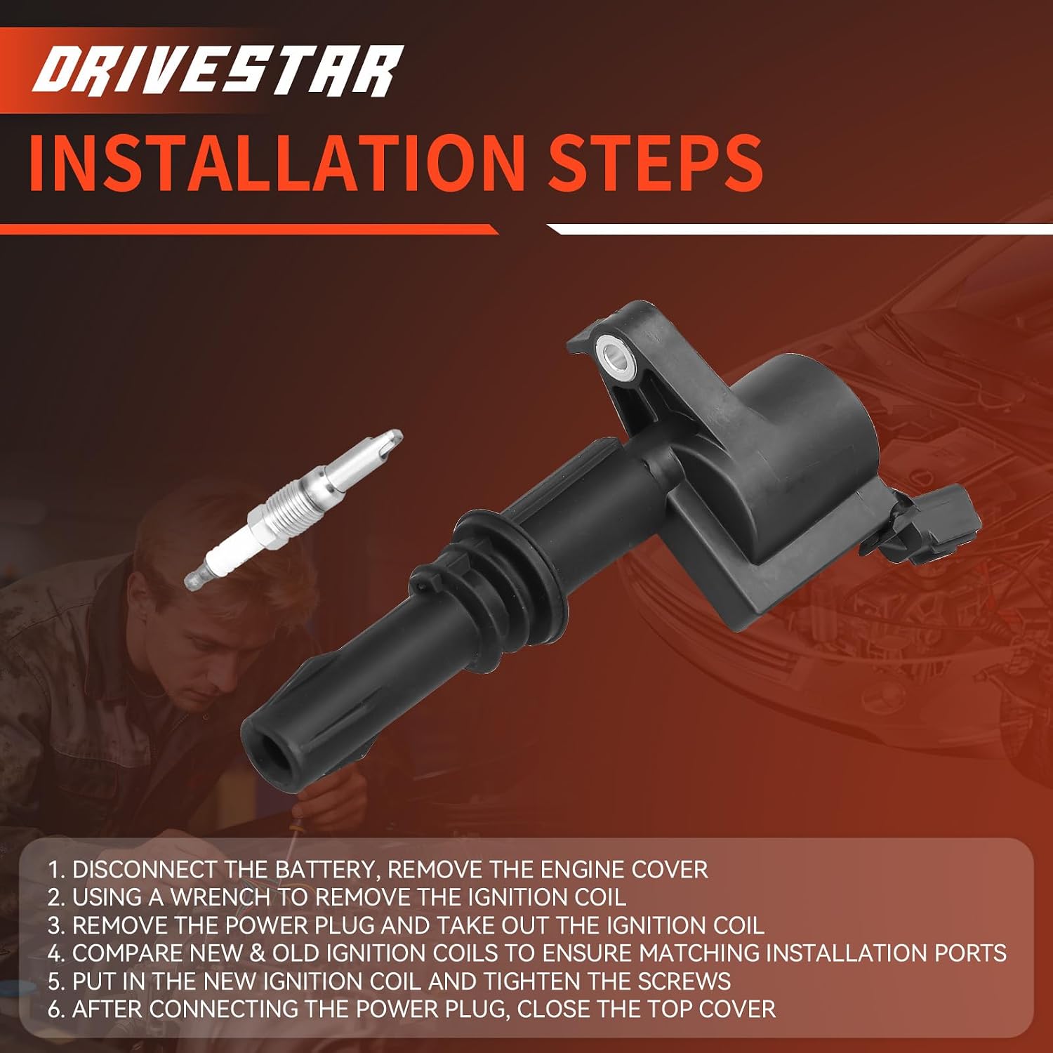 FD508 Straight Iridium Spark and Plugs Ignition Coil Pack Compatible for 2004-2008 Ford F150 5.4L 2005-2008 Mustang 2006-2008 Explorer 2005-2008 Lincoln Navigator 4.6L V8
