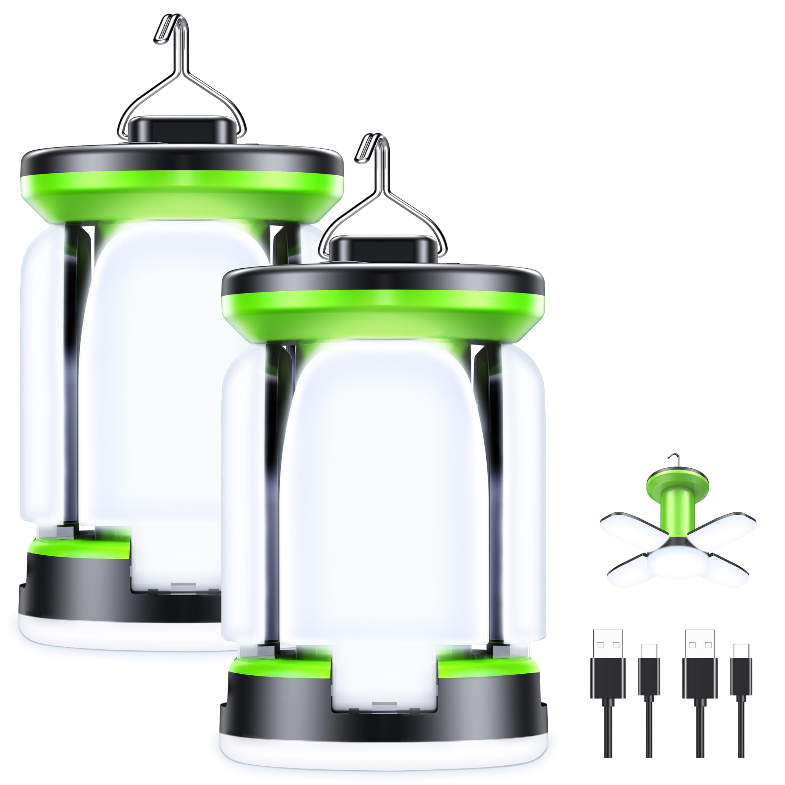 Blukar LED Campinglampe, 2000L Camping Laterne - 7 Leuchtmodi 60 LEDs Superhell USB Wiederaufladbare 10+ Std. Akkulaufzeit Zeltlampe Notfallleuchte für Camp, Wandern, Stromausfall, Notfall usw.