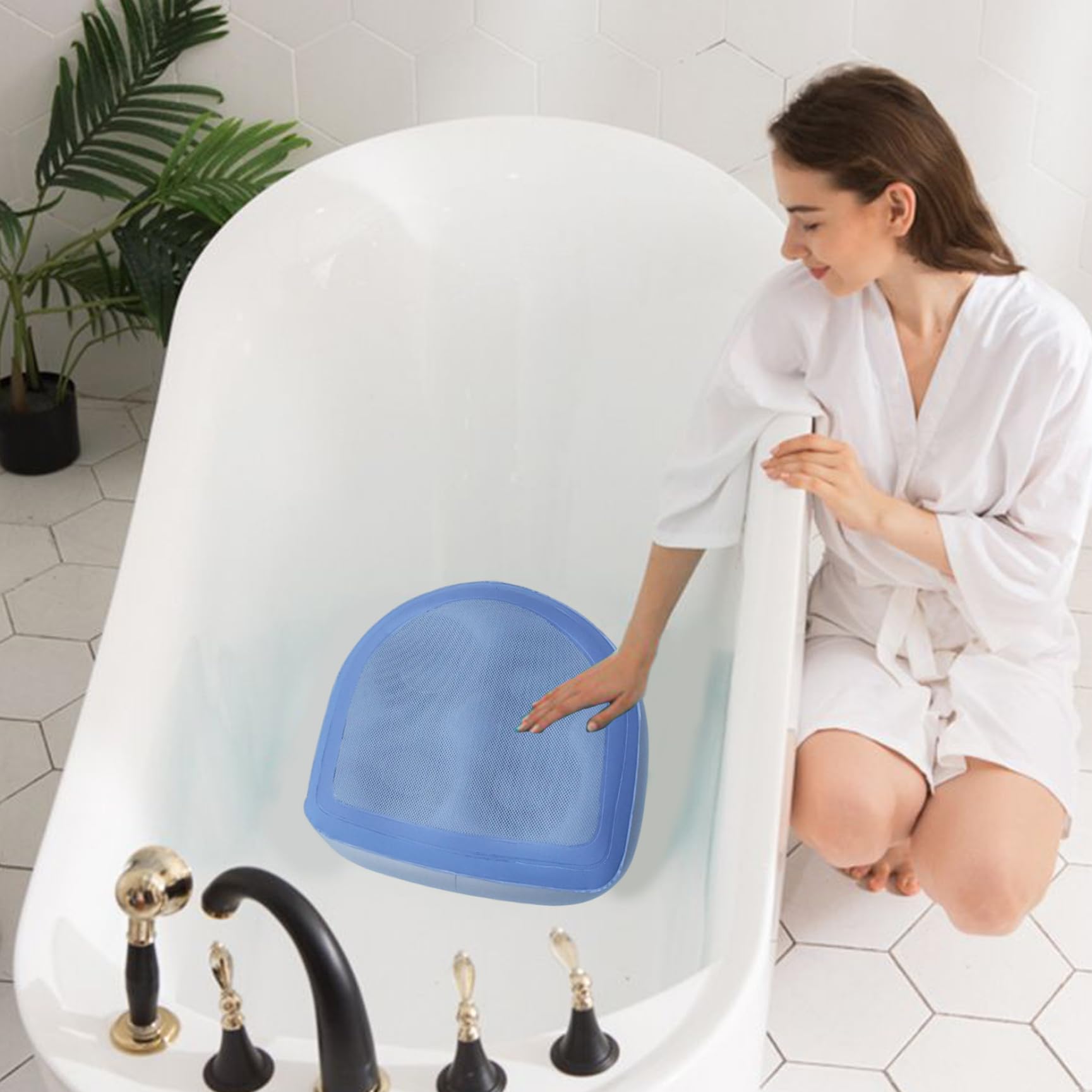 2 Stück aufblasbare Sitzerhöhung 18, 5 x 14, 6 x 5, 9 Spa & Rückenstütze, aufblasbarer Whirlpool-Sitz mit Saugnapf, PVC-Whirlpool-Sitzerhöhungskissen, blau