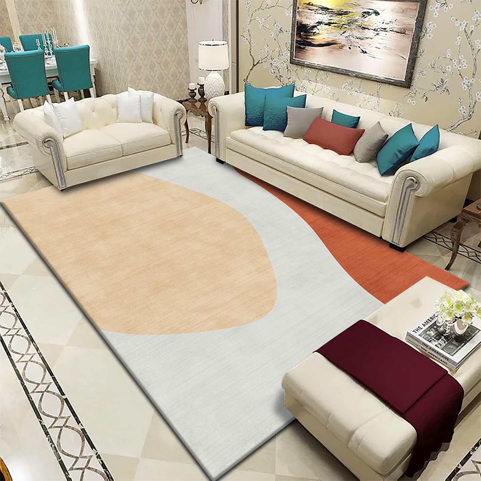 Tapis antidérapant à poils longs moderne pour chambre et salon moderne