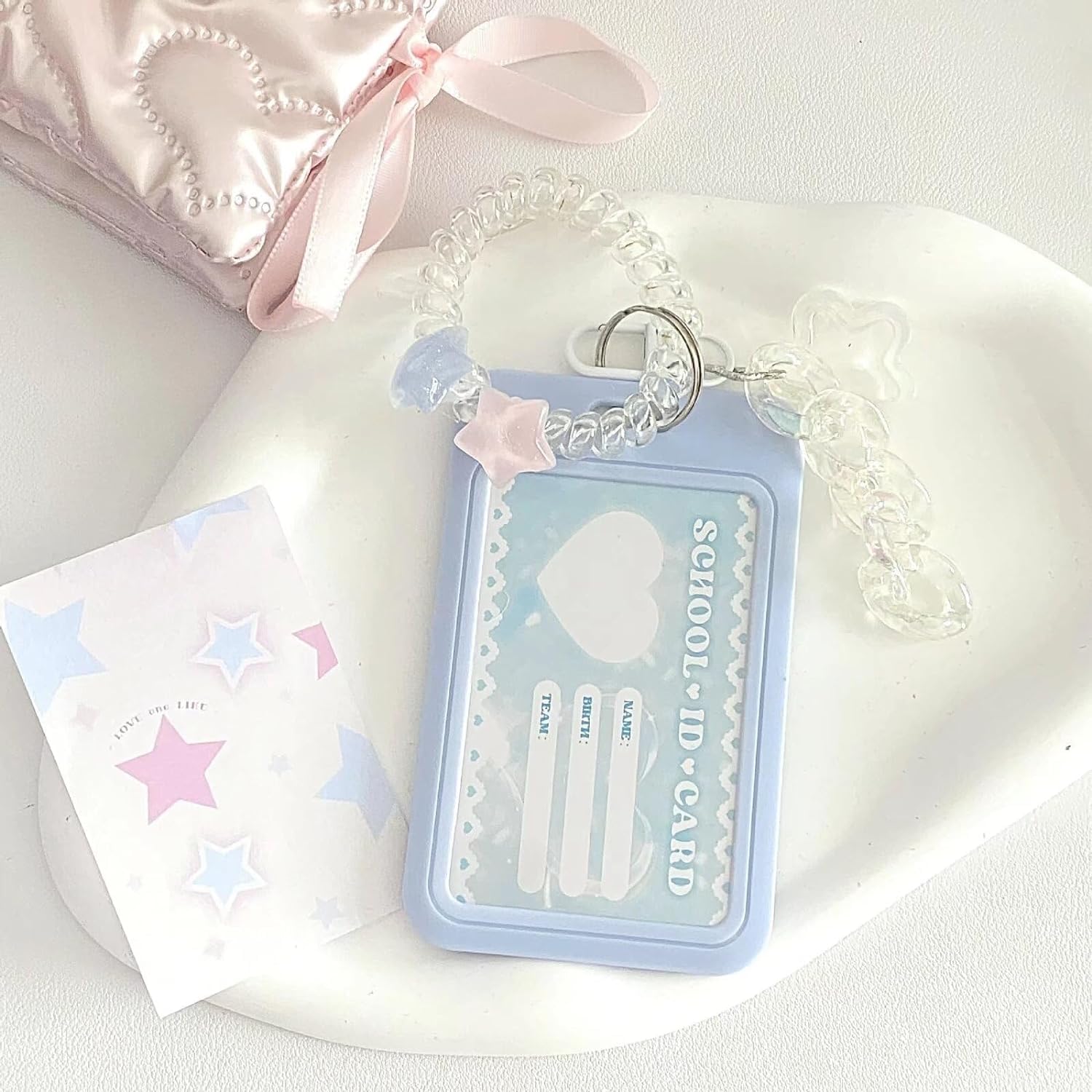 SHENLIU Leuke fotokaarthouder, plastic ID-badgehouder, ster golf fotokaart sleutelhanger met veertouw, lerarenbadges houders sleutelkaart werk badge clip voor bus, studentenkaart, fotobeschermer