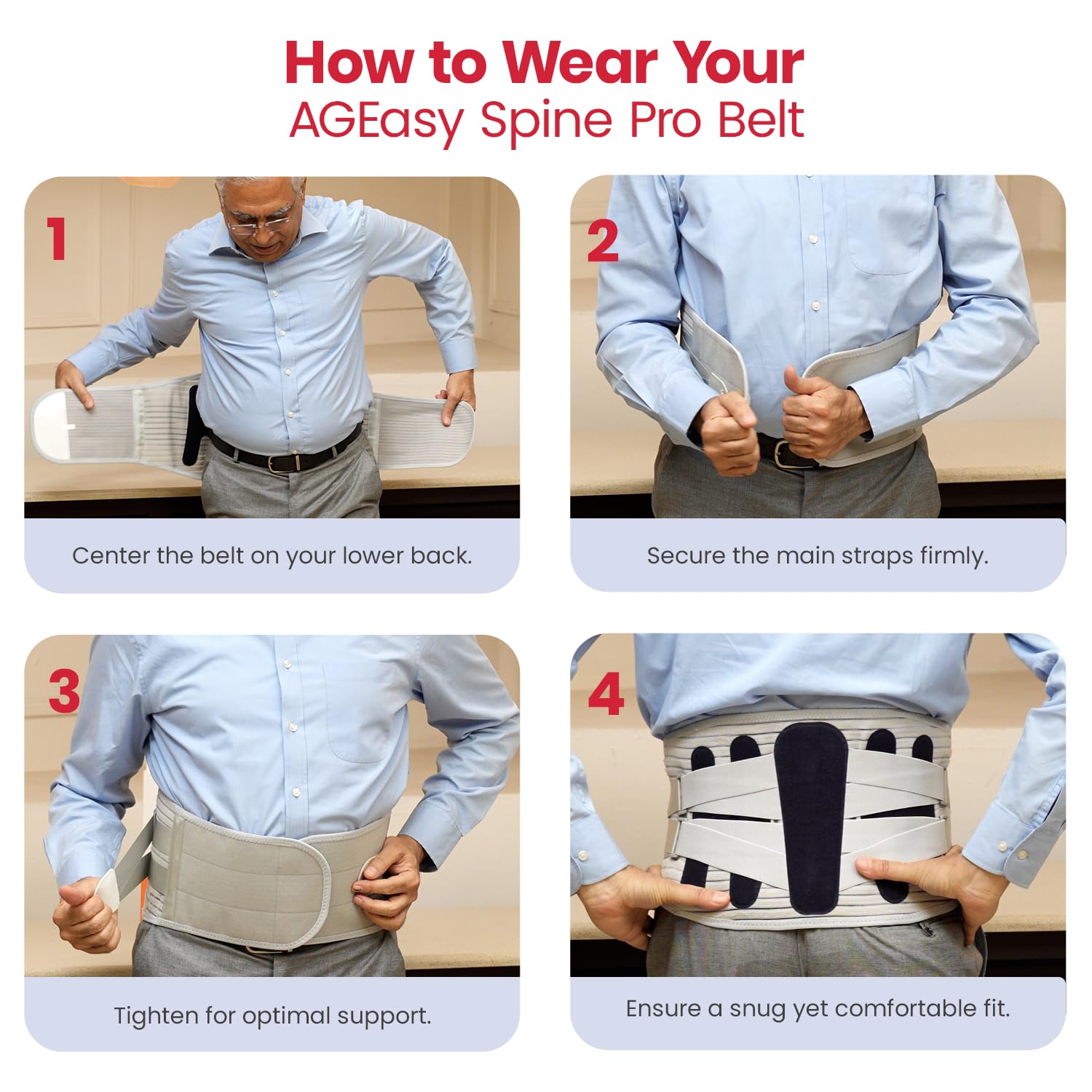 Antara AGEasy Spine Pro Belt for Lower Back Pain Relief, Sciatica, Muscle Strains, and Spinal Recovery | Adjustable Lumbar Support Belt for Men & Women | Improves Posture, Reduces Discomfort, Enhances Stability & Aids in Injury Recovery | Orthopedic LS Belt (XL) - Image 6 thumbnail