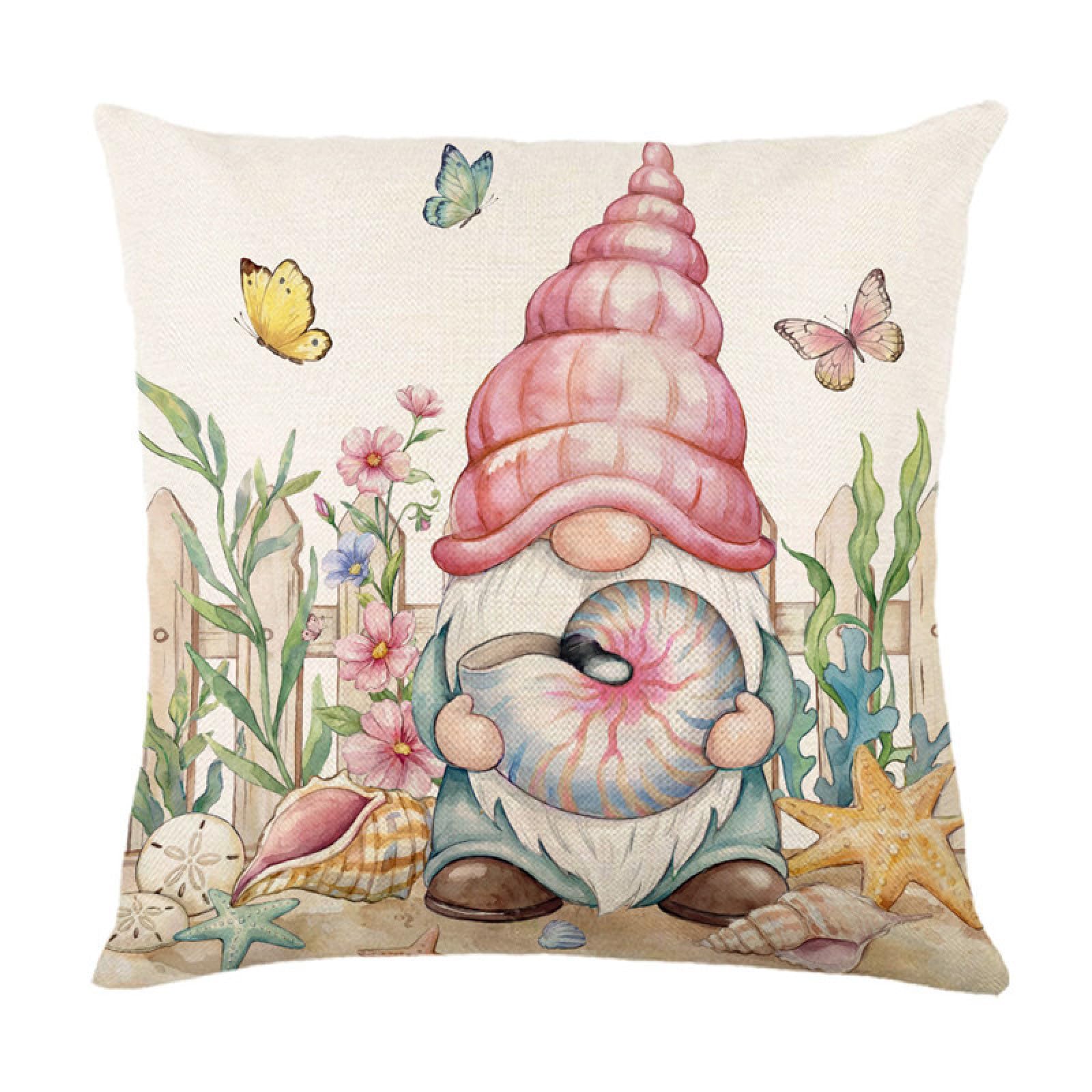 Cushion Covers 40cm x 40cm Butterfly Pink Yellow Decorative Pillows Linen Square Sofa Bed Cushions with Invisible Zipper Throw Pillow for Living Room Outdoor Pillowcases