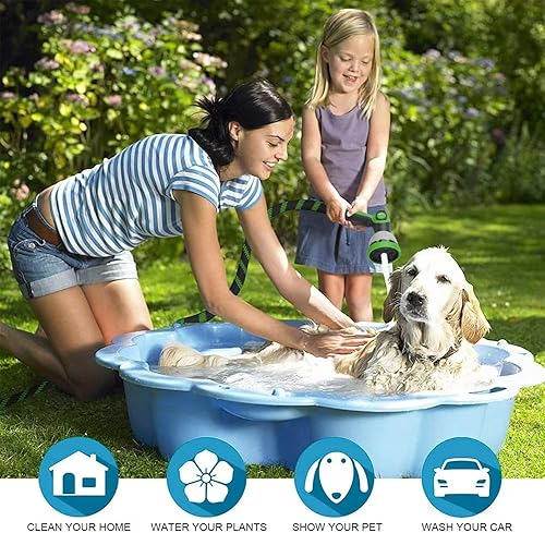 Miniatura 8 de Manguera de jardín no expansible de 100 pies, manguera de agua flexible sin torceduras con 10 boquillas de rociado de riego, tubo de manguera