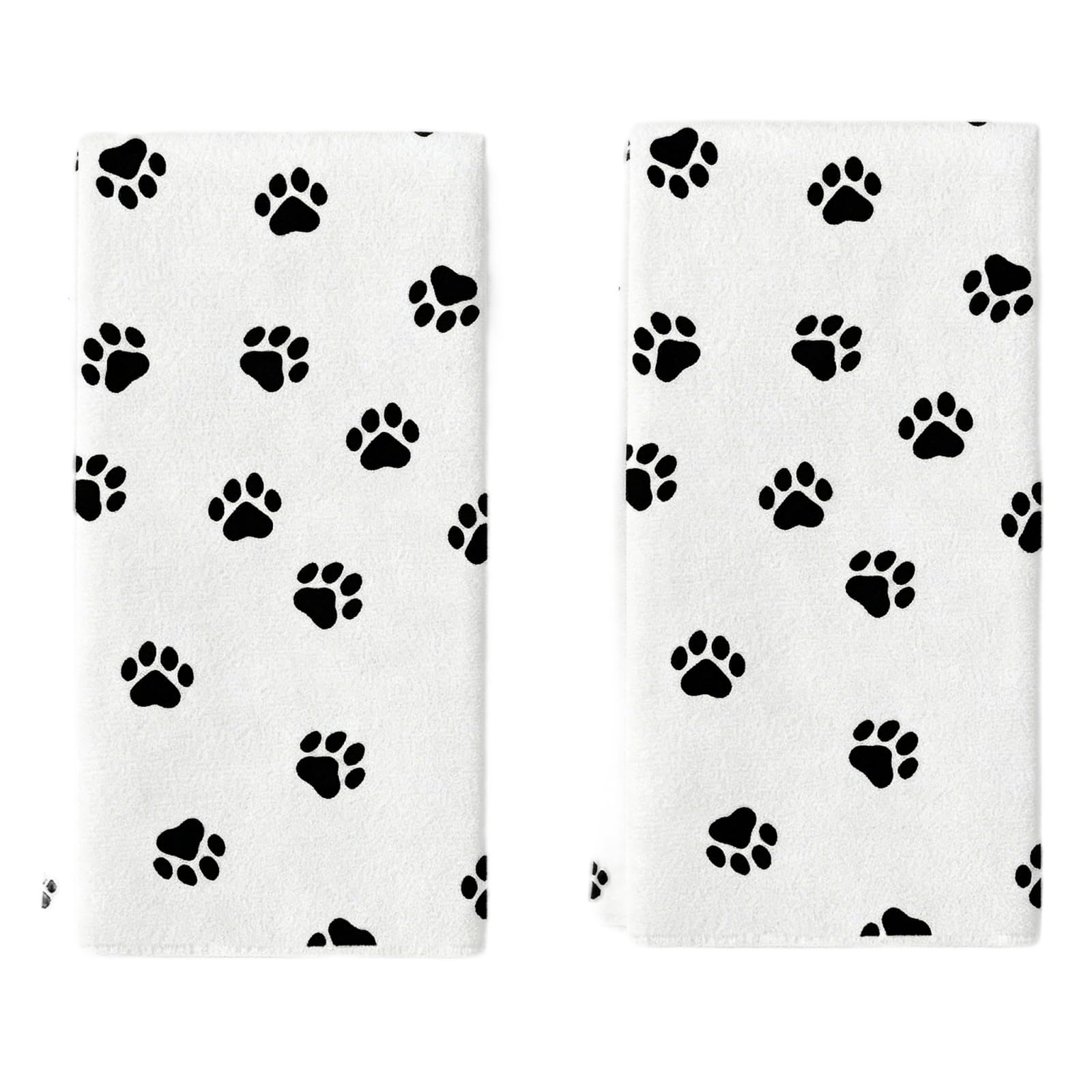 LOMYLM 2pcs Dog Paw Print Tea Towels for Kitchen, Black Paw Print,18x26inch