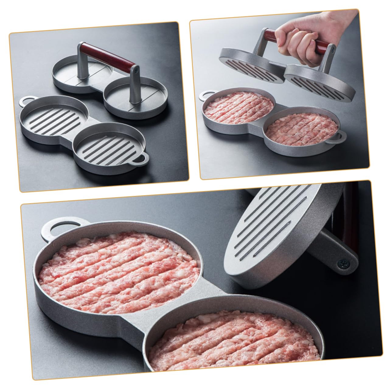 Cabilock Prensa para Hamburguesas de Aleación de Aluminio, Plata | Molde para Prensar Carne, Uso Diy, Diseño Robusto y Fácil de Usar, Accesorio de Cocina