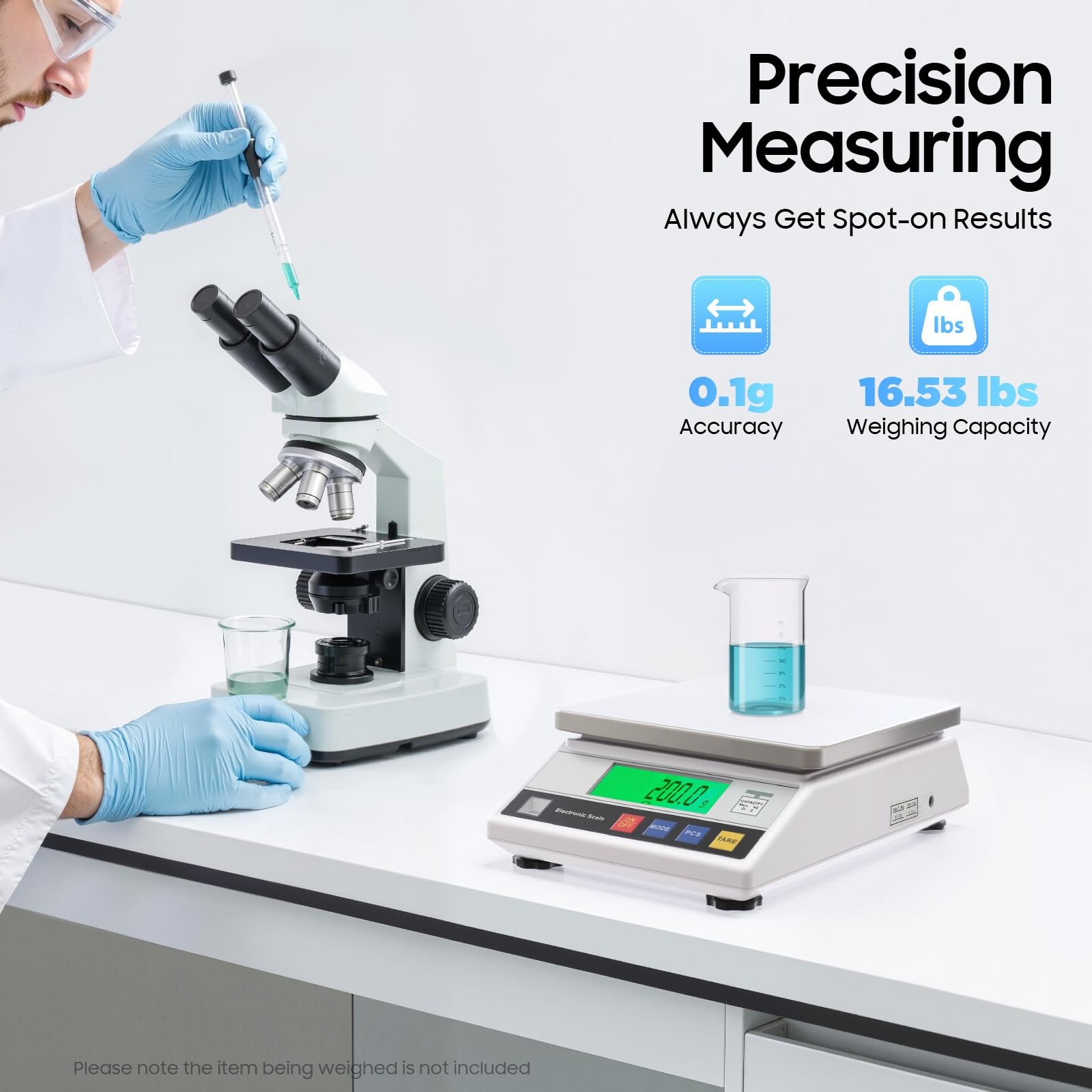 Bilancia di precisione per analisi ad alta precisione, da laboratorio, da laboratorio, da laboratorio, da cucina, calibrazione, 7500 g/0,1 g