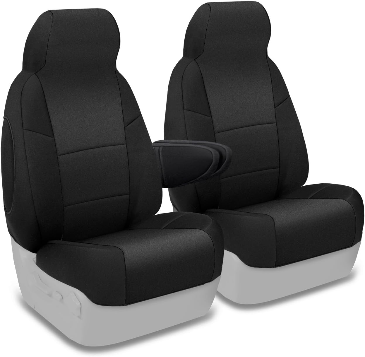 Coverking Custom Fit Front 50/50 Bucket Seat Cover for Select Ford F-Series Models - Neosupreme Solid (Black)