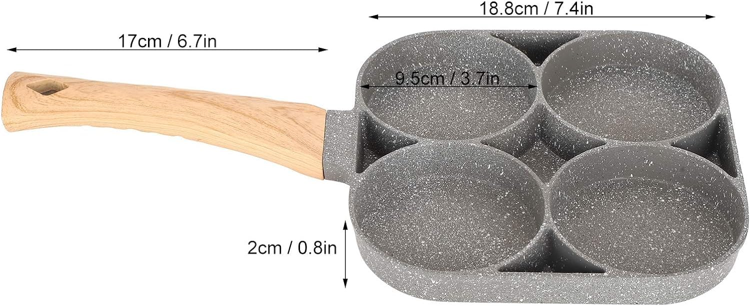 Padella per pancake， Padella for frittata, padella for uova, padella antiaderente in lega di alluminio, con manico in legno, for piano cottura a induzione Ki
