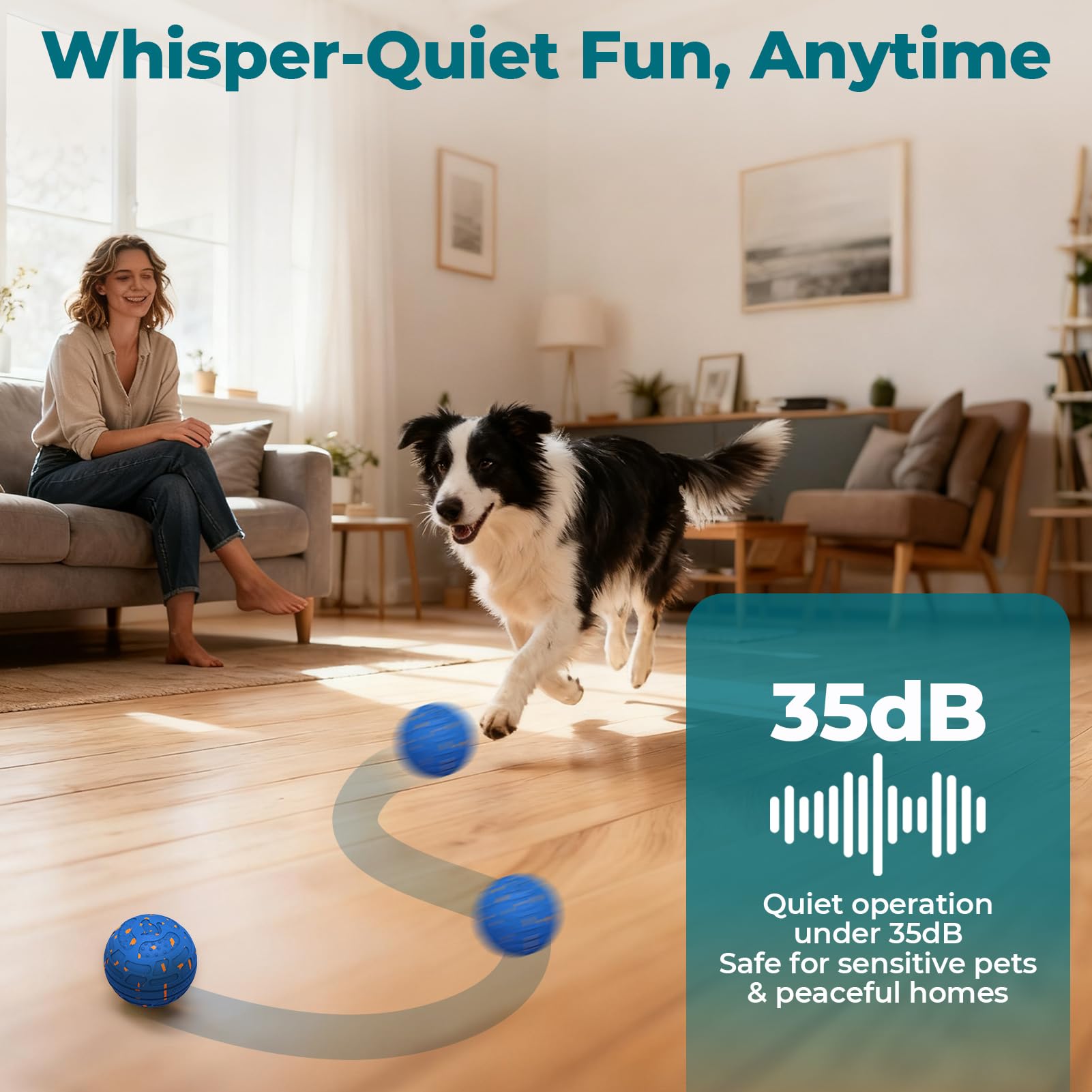 Smart Interactive Dog Toy Ball – Automatic Moving, Bouncing & Rolling, 3 Modes, Chew-Proof E-TPU Shell, Waterproof, Rechargeable,Dog Ball for Medium and Large Dogs, Blue — view 8