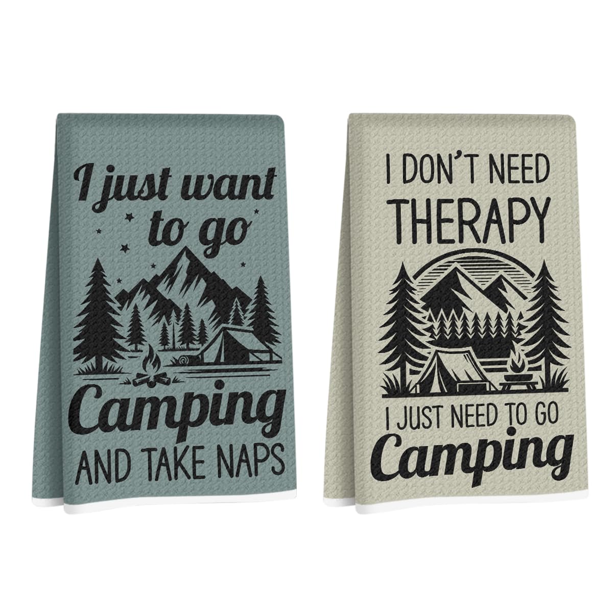 2 Pcs Camping Kitchen Towels 24x14 Inch, Mountain Trees Dish Towel