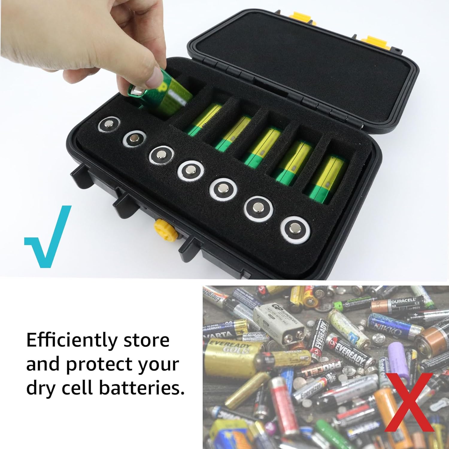 9V & CR2 CR123A Lithium Battery Storage Case,14 Slots Organizer Box for CR17345/CR16340/CR18350/CR15270(CR2)/PP3, Waterproof Hard,for Household Outdoor,[Battery Not Included,Case Only]