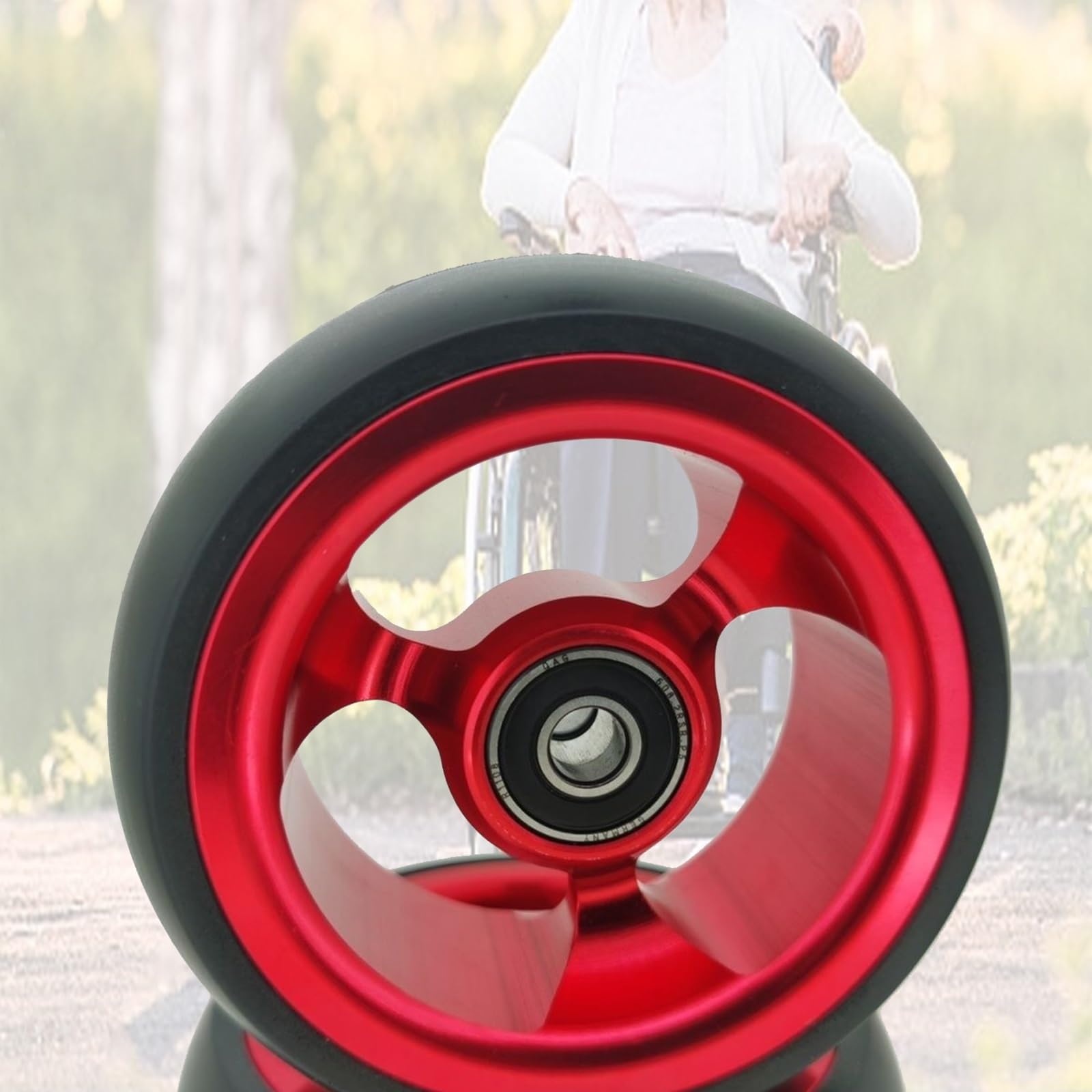 Jkxlslax Red Blue Wheelchairs Caster Wheelchair Front Wheels Wheelchair Replacement Wheels Replacement Casters For Rollators Seniors(,100 Mm/4In)