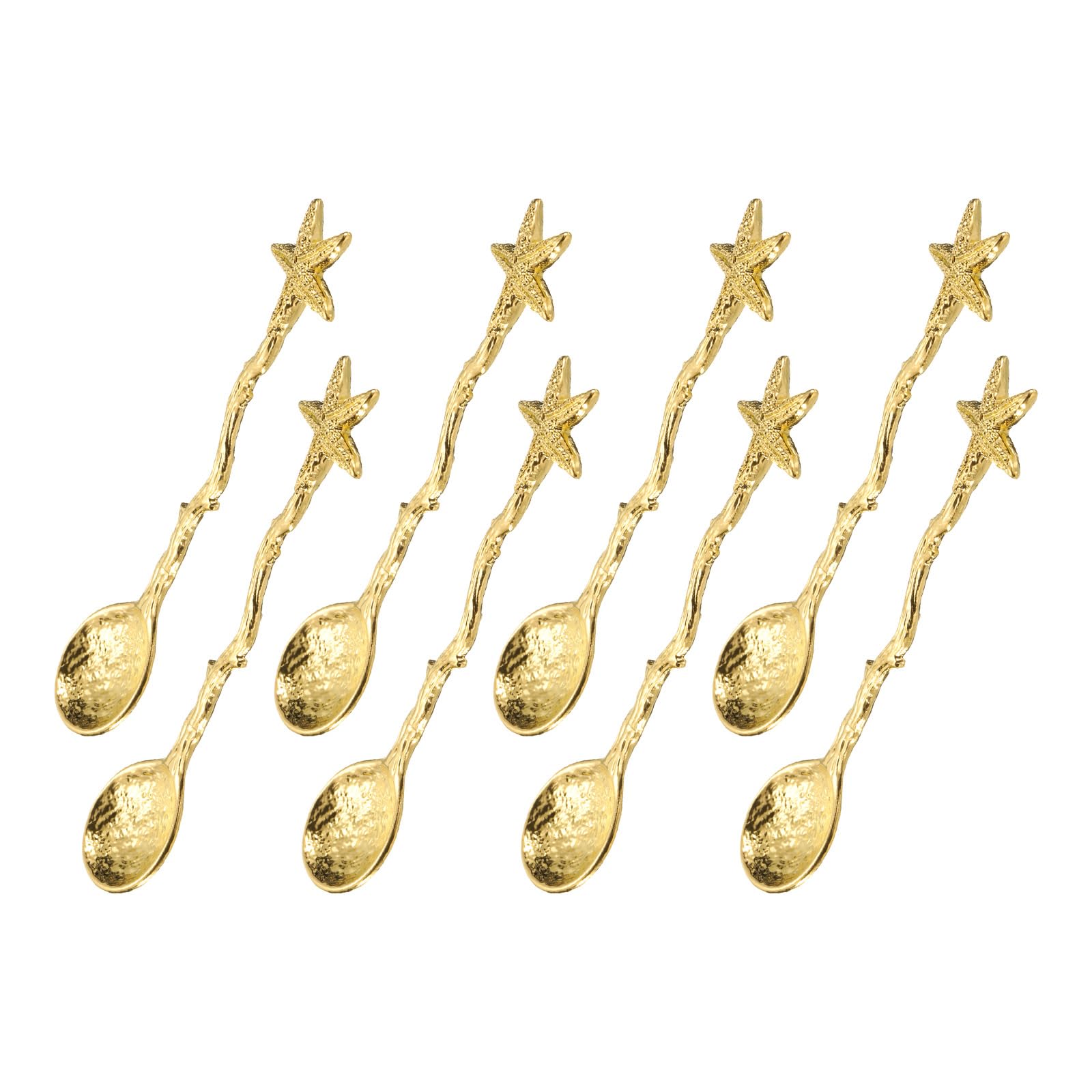 uxcell 8pcs Star Shaped Spoons, 4.3 Inch Coffee Spoon, Stirring Spoon, Tea Spoon, Dessert Spoon, Curve Handle Spoon Kitchen Gadget, Gold