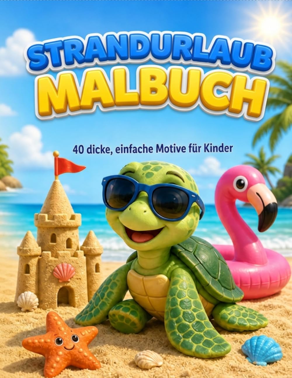 Strandurlaub Malbuch für Kinder: 40 einfache und kreative Meeresmotive zum Ausmalen für Kinder von 3-7 Jahren