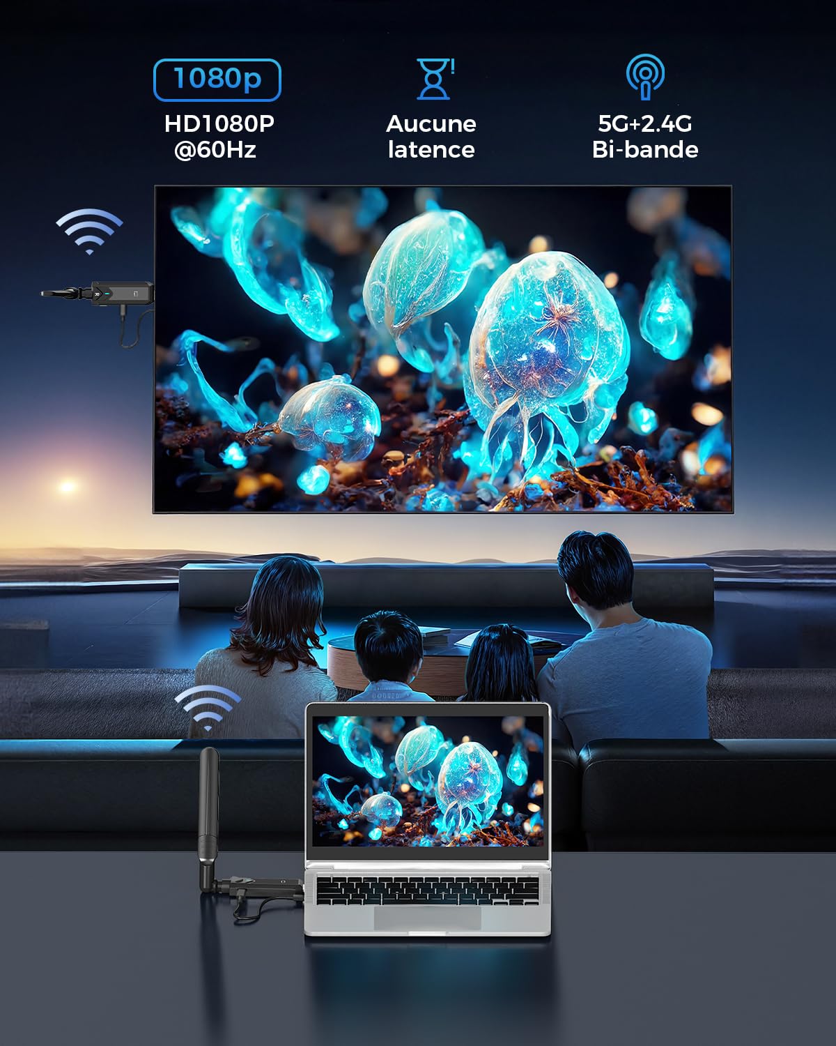 Transmetteur HDMI sans Fil 1080P 400M Diffusion vidéo PC Caméra Box TV vers HDTV Moniteur Projecteur Plug & Play