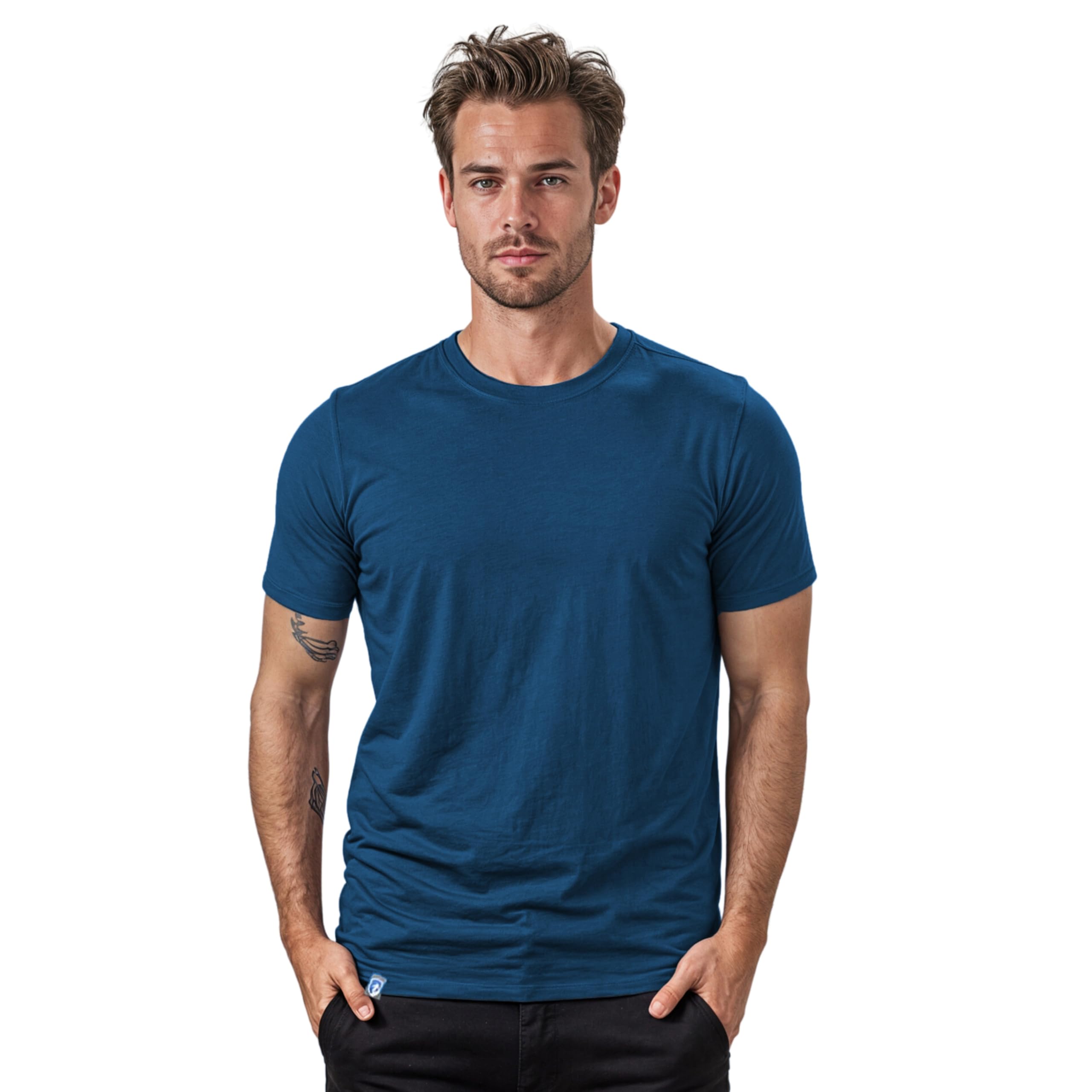 ALPIN LOACKER Coolmax Merino T-Shirt Herren Kurzarm 150 g/m2 I Antischweißshirt I Merinowolle Tshirt I kühlendes Thermooberteil atmungsaktiv, Blau XXL