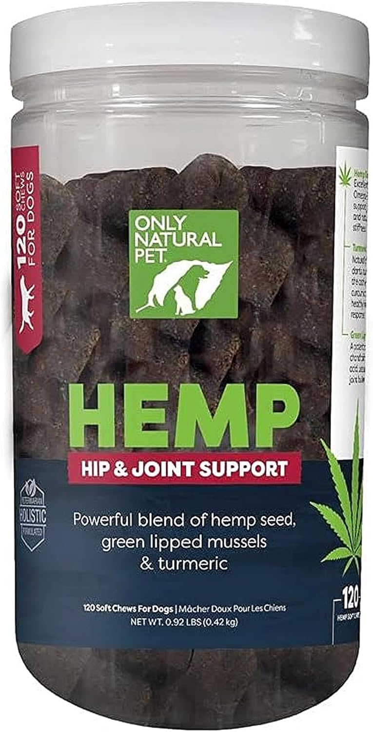 Only Natural Pet Hemp Hip & Joint Support for Dogs – Supplement for Mobility Wellness Pain Relief Healthy Inflammatory & Bone Stiffness – Chews w/Fatty Acid Blend Mussels & Turmeric – 120 Count (H/J) Only Natural Pet Hemp Hip & Joint Support for Dogs – Supplement for Mobility Wellness Pain Relief Healthy Inflammatory & Bone Stiffness – Chews w/Fatty Acid Blend Mussels & Turmeric – 120 Count (H/J)