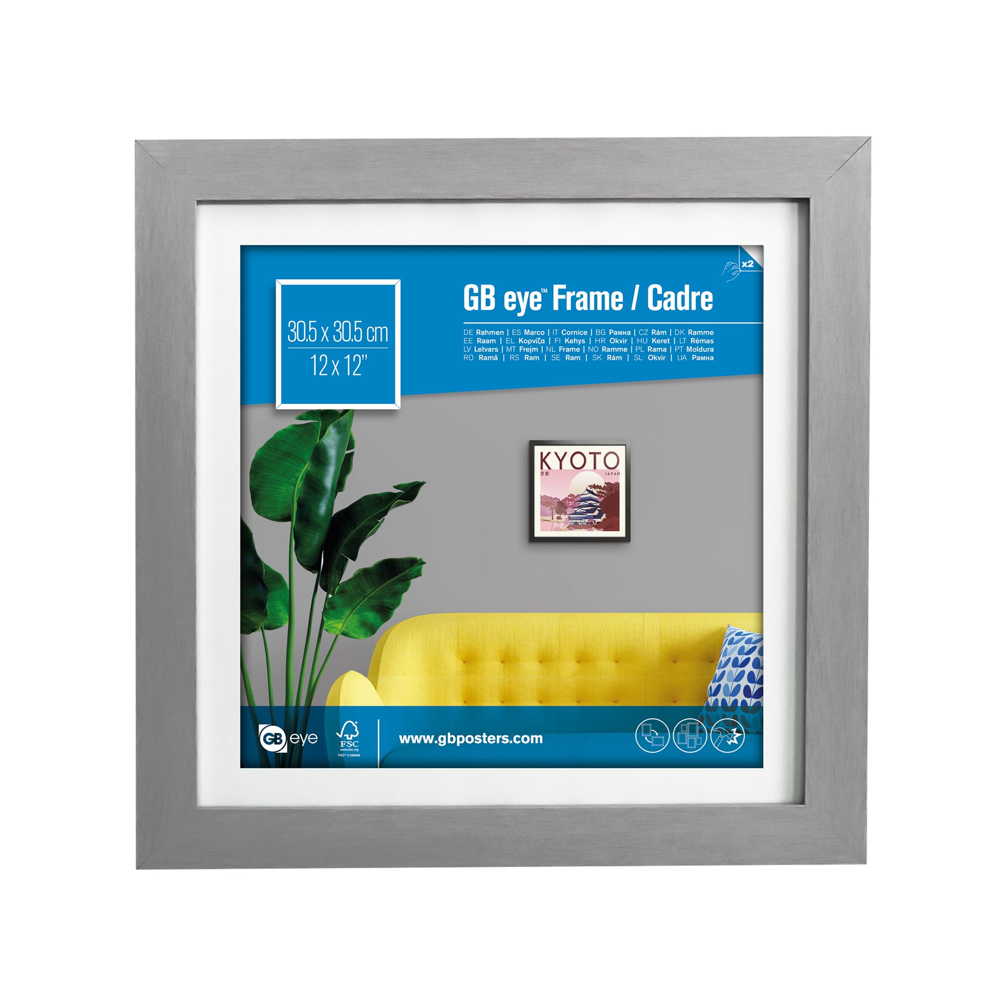 GB eye Contemporary Wooden Silver Picture Frame - 30.5 x 30.5cm