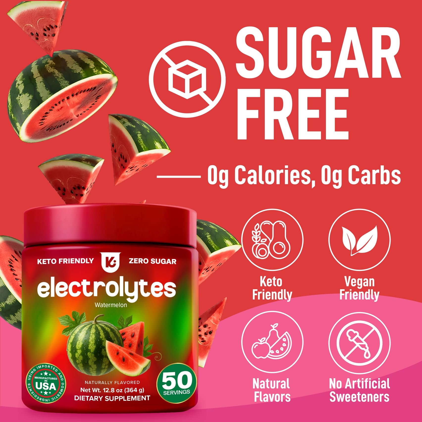 Keppi Electrolytes Powder – Watermelon Flavor – 50 Servings – Electrolytes Powder No Sugar for Hydration – Keto & Fasting Friendly Electrolyte Drink w/Magnesium, Potassium - No Sugar Electrolytes — Amazon image 4