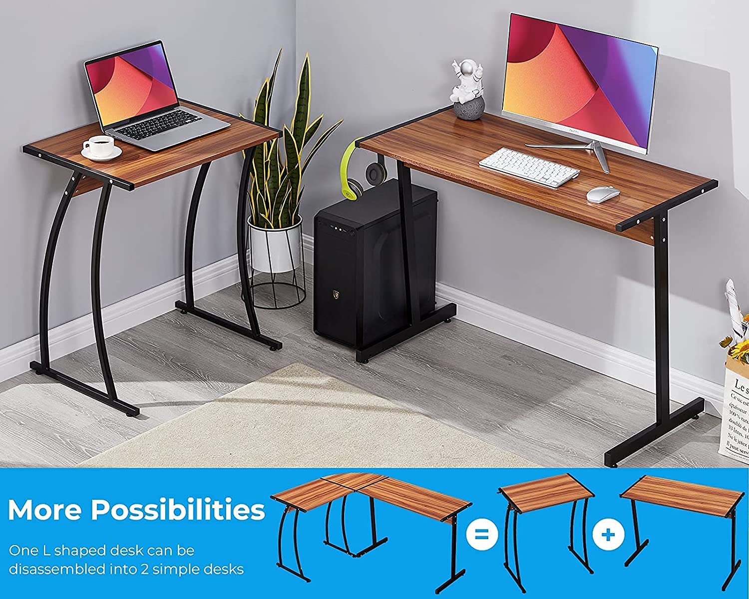 ComputerDesk Office Desk LShaped Wood Corner Desk Computer