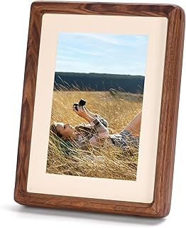 Solid Walnut Picture Frame 4x6 5x7, Solid Wood Tabletop Photo Frame with Decorative Joinery Corners, Horizontal or Vertical Display (Walnut, For 4x6 / 5x7 Photo)