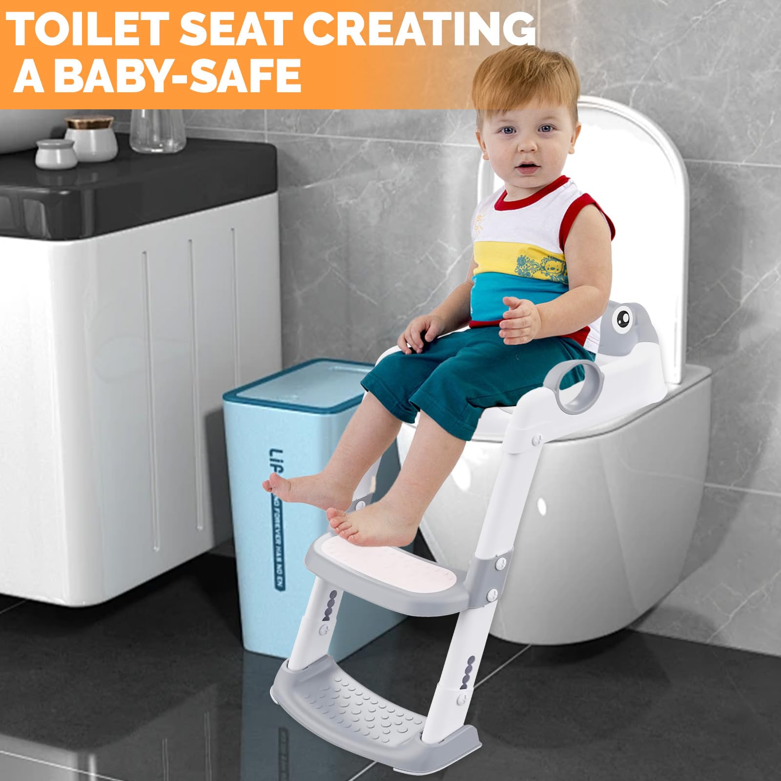 UCAMP Reducteur Toilette Enfant, Rehausseur Toilette Enfant Toilette Abattant WC avec Reducteur Enfant, Adaptateur Toilette Enfant, Réglable en Hauteur Pliable,éclaboussures,Adapté en Forme de V,U,O