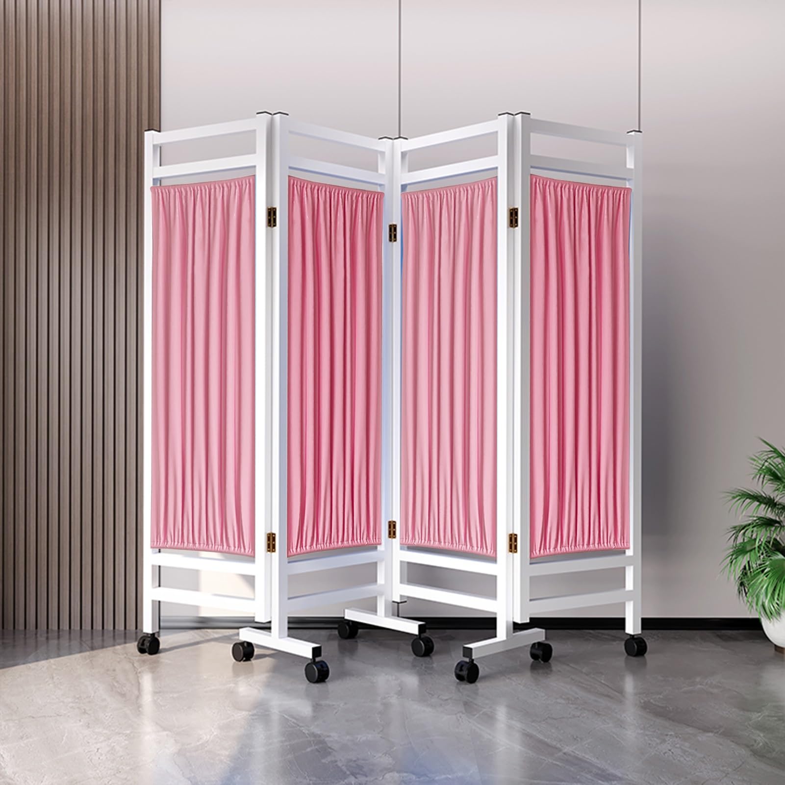 Paravent de séparation de pièce à 4 panneaux 1,8m avec roues pour salon et chambre