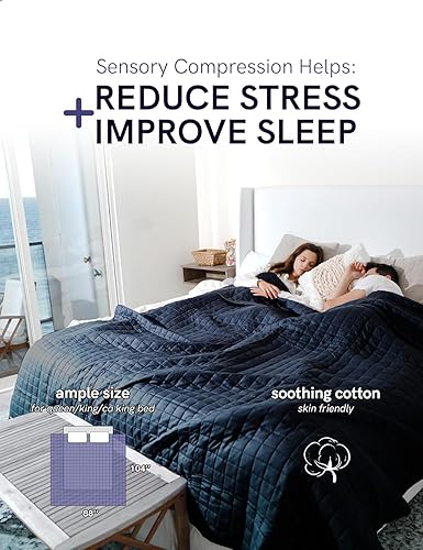 Vista 29 de YnM - Manta con peso para adultos, algodón pesado, perlas de vidrio refrescantes para usar todo el año, ideal para una persona de 240 libras