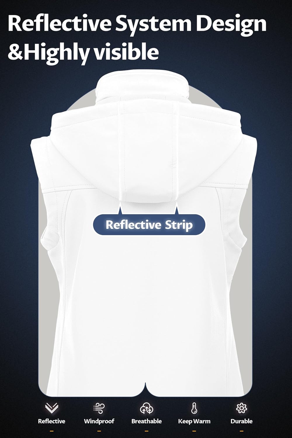 CREATMO US Women's Lightweight Softshell Vest Outerwear Windbreaker Sleeveless Jacket With Removable Hood - Image 2