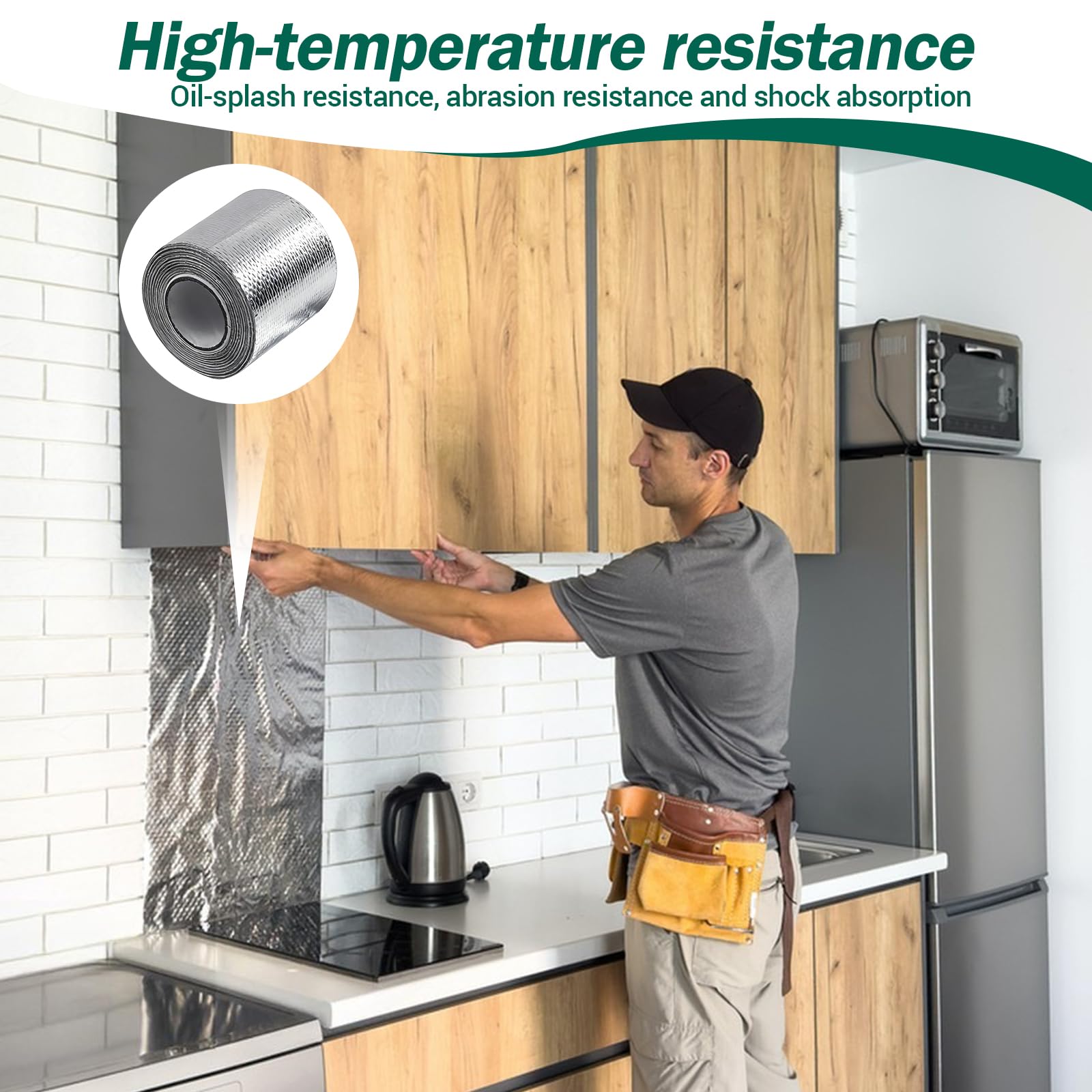 2 unidades de cinta de protección contra el calor, autoadhesiva, 5 m x 5 cm, cinta adhesiva de aluminio para protección contra el calor, tubo de escape con 12 bridas, kit de reparación de escape