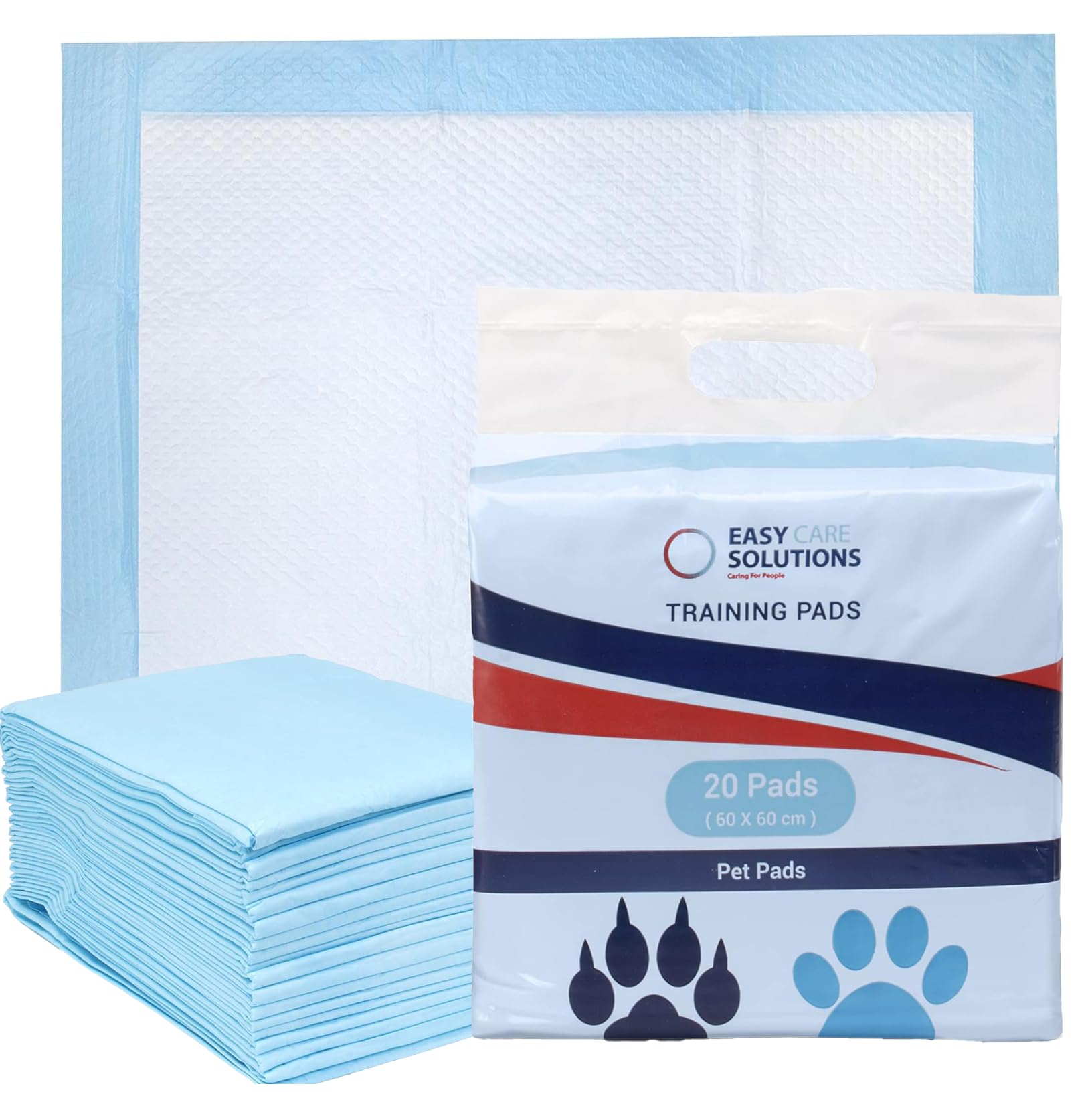 80 x Easy Care Solutions Dog & Puppy Trainng Pads | 60 x 60 cm | Super Absorbent Large Pet Pads | Leak - Proof Heavy Duty Training Pad | 4 Packs of 20