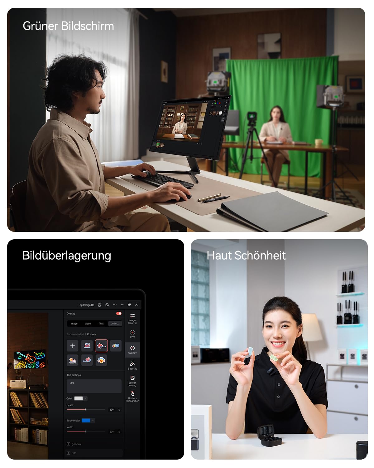 Hollyland VenusLiv Air Livestreaming-Kamera,1/1,3-Zoll-CMOS & F1.05 Objektiv,4K30p Video,UVC/HDMI-Ausgang,KI-Optimierung, Green-Screen, Hautverfeinerung, Farbkorrektur,Ideal für 24/7-Streaming