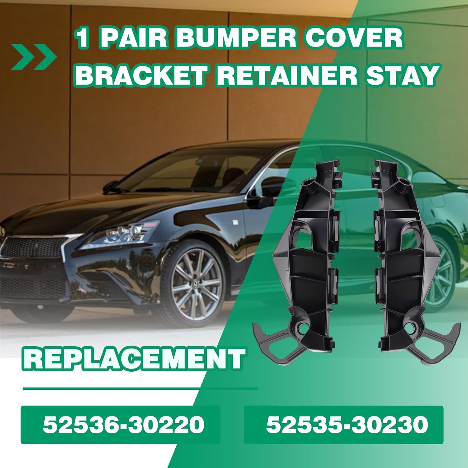 1 Pair Bumper Cover Bracket Retainer Stay Compatible with 2013-2015 Lexus GS350, for 2013-2015 GS450H Replace Part Number 52536-30220 52535-30230