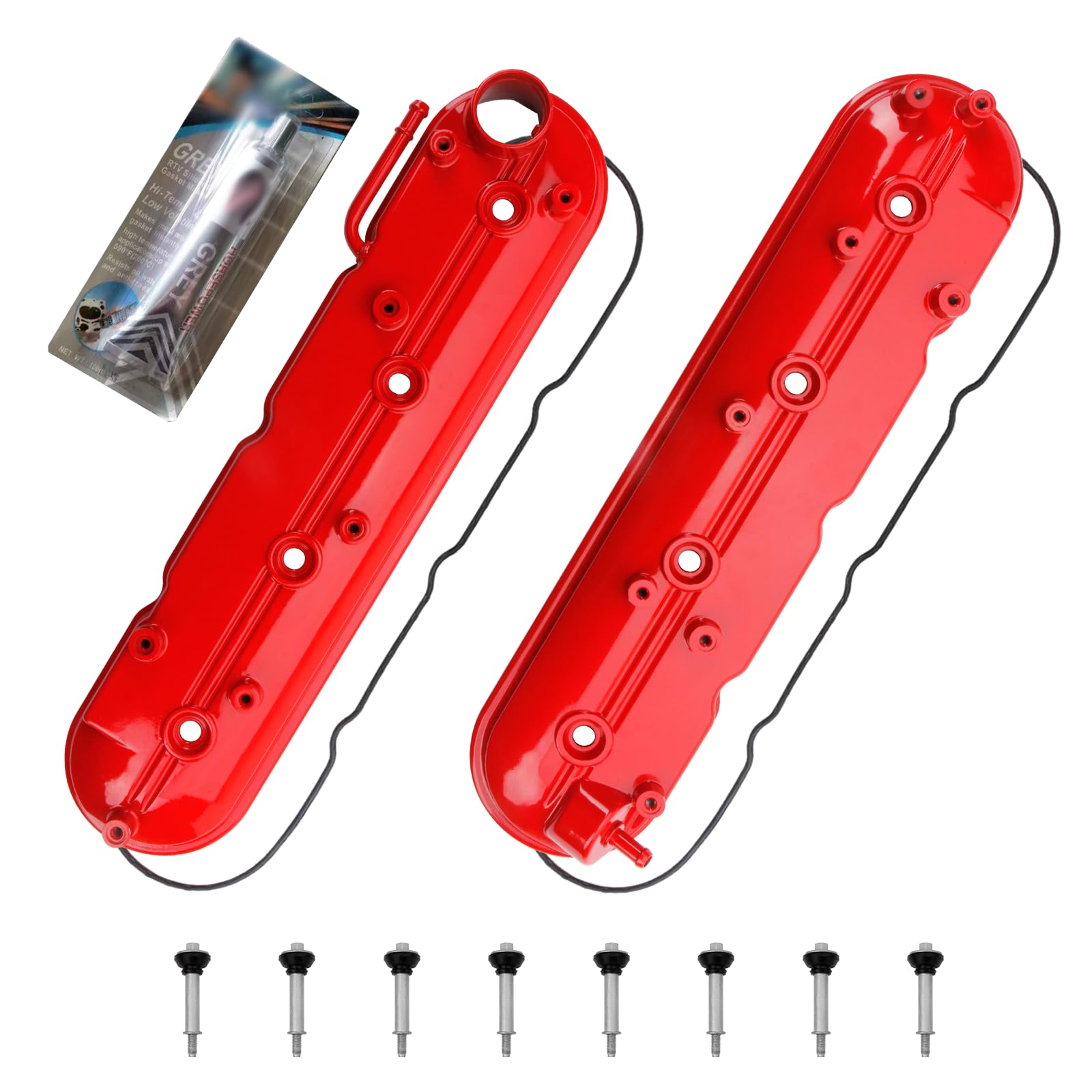 Upgrade Aluminum Engine Valve Covers Compatible with 1999-2008 Cadillac Escalade Chevy Silverado, Suburban Tahoe Trailblazer GMC Sierra Yukon Replaces Parts 12570427 12582224