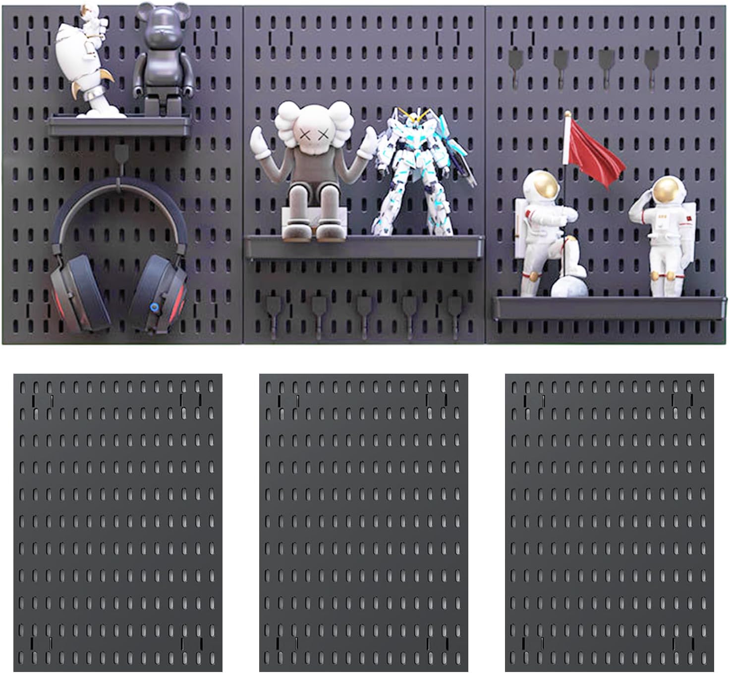 Pegboard Combination Wall Organizer Kit,3 Pieces Pegboards and 13 Accessories Modular Hanging, Wall Mount Display Peg board Panel Kits for Bedroom, Home, Office, Bathroom
