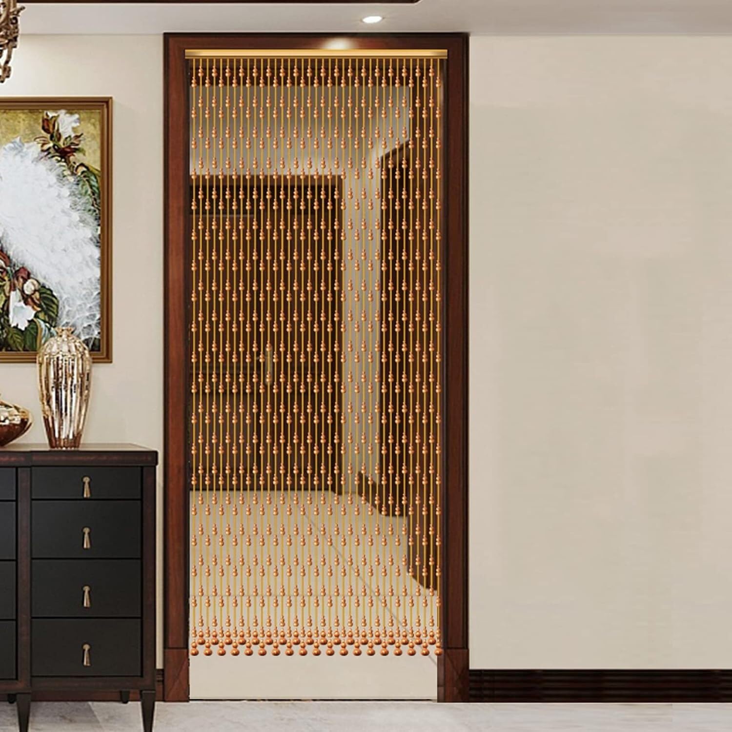 Rideau de porte en bois fait à la main, séparation vintage haut de gamme en 25 brins