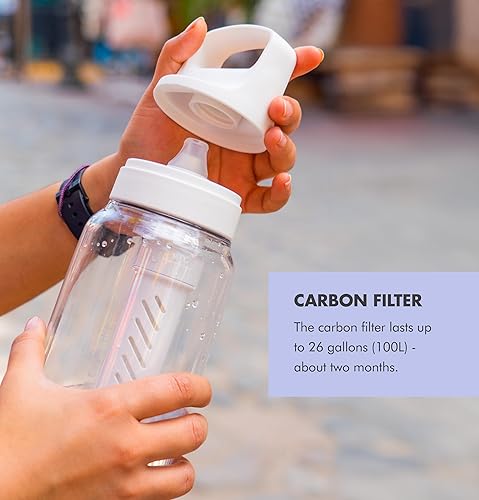 Miniatura 7 de LifeStraw Serie Go  Botella de filtro de agua sin BPA para viajes y uso diario, elimina bacterias, parásitos y microplásticos, mejora el sabor, 1L