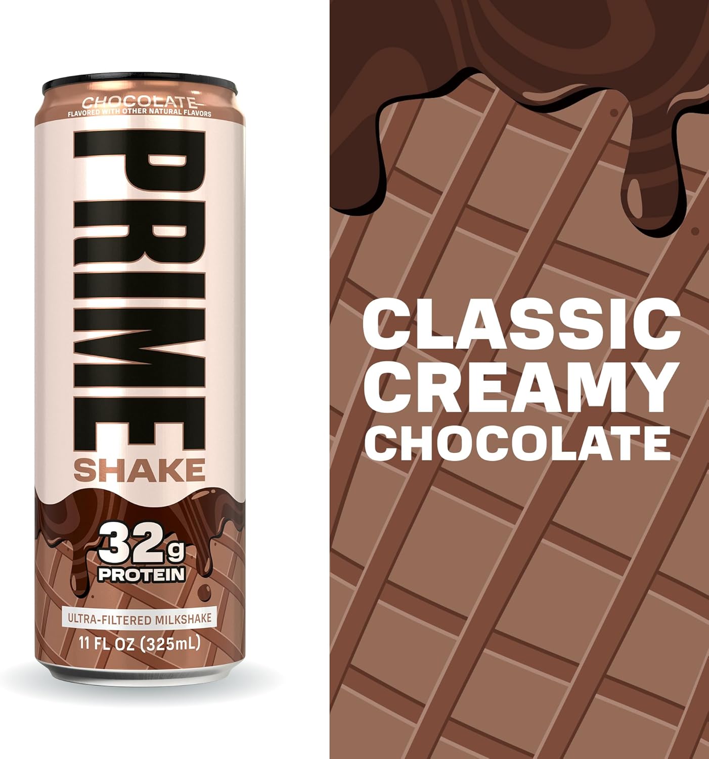 PRIME Shakes, Chocolate, 32g Protein Shake for Muscle Support & Recovery, Ultra-Filtered Milk, Lactose Free, Low Sugar, Low Calorie, Ready to Drink, 11 fl oz, 12 Pack